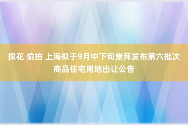 探花 偷拍 上海拟于9月中下旬崇拜发布第六批次商品住宅用地出让公告