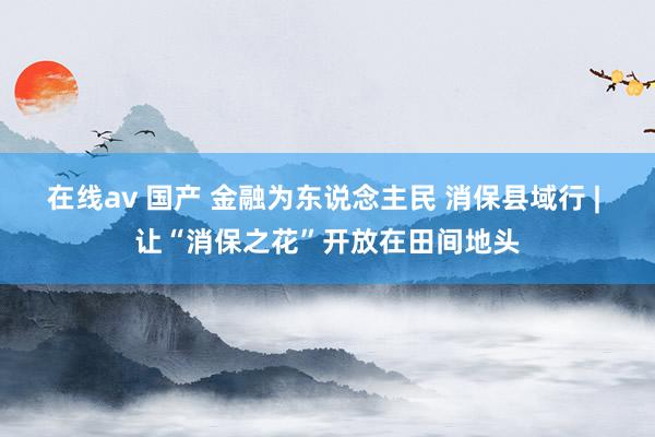 在线av 国产 金融为东说念主民 消保县域行 | 让“消保之花”开放在田间地头