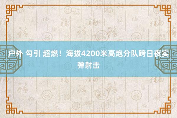 户外 勾引 超燃！海拔4200米高炮分队跨日夜实弹射击