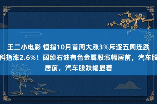 王二小电影 恒指10月首周大涨3%斥逐五周连跌弊端，恒科指涨2.6%！阔绰石油有色金属股涨幅居前，汽车股跌幅显着