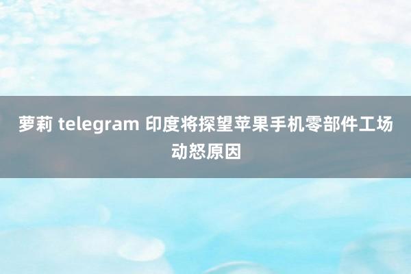 萝莉 telegram 印度将探望苹果手机零部件工场动怒原因