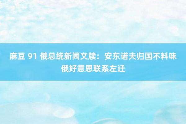 麻豆 91 俄总统新闻文牍：安东诺夫归国不料味俄好意思联系左迁