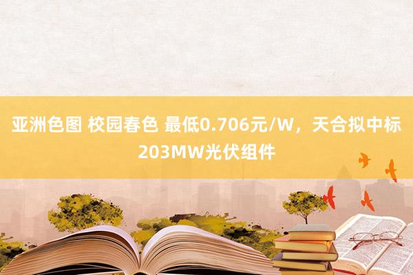 亚洲色图 校园春色 最低0.706元/W，天合拟中标203MW光伏组件