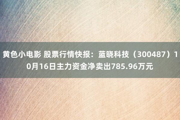 黄色小电影 股票行情快报：蓝晓科技（300487）10月16日主力资金净卖出785.96万元