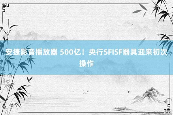 安捷影音播放器 500亿！央行SFISF器具迎来初次操作