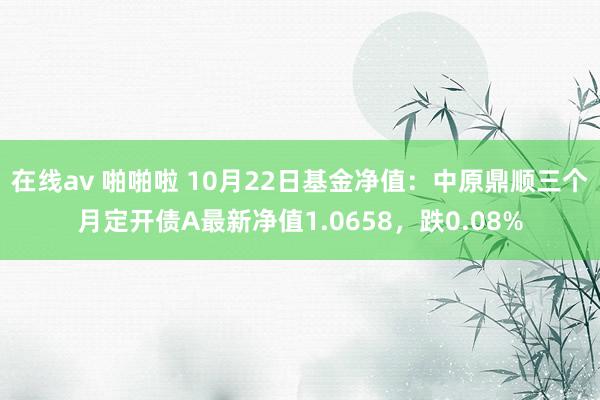 在线av 啪啪啦 10月22日基金净值：中原鼎顺三个月定开债A最新净值1.0658，跌0.08%