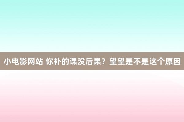 小电影网站 你补的课没后果？望望是不是这个原因