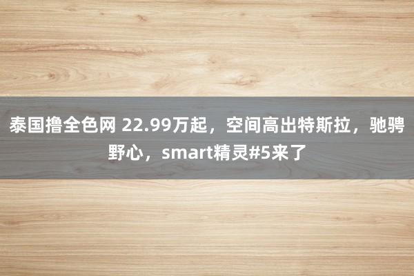 泰国撸全色网 22.99万起，空间高出特斯拉，驰骋野心，smart精灵#5来了