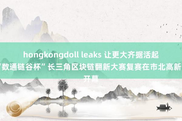 hongkongdoll leaks 让更大齐据活起来 “数通链谷杯”长三角区块链翻新大赛复赛在市北高新开幕