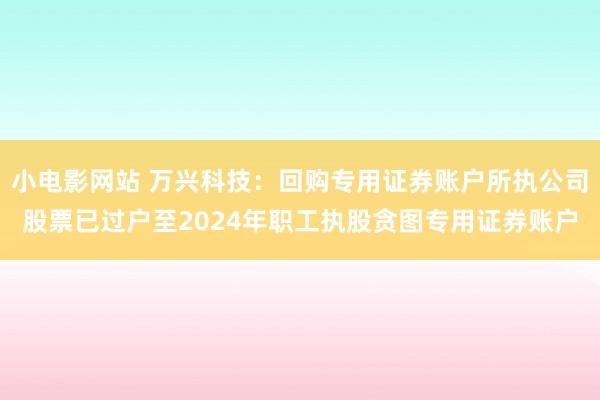 小电影网站 万兴科技：回购专用证券账户所执公司股票已过户至2024年职工执股贪图专用证券账户