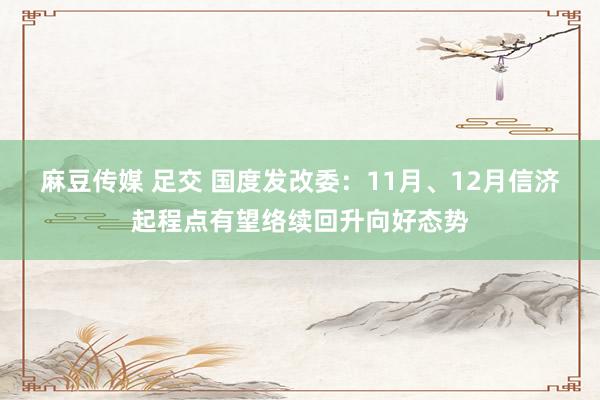 麻豆传媒 足交 国度发改委：11月、12月信济起程点有望络续回升向好态势