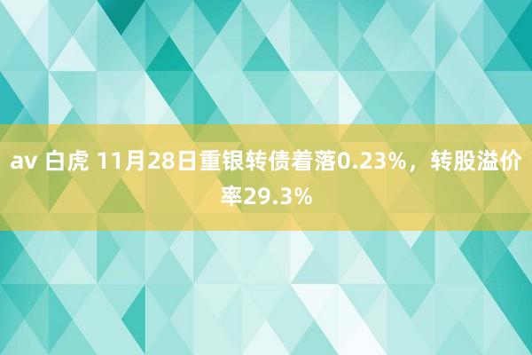 av 白虎 11月28日重银转债着落0.23%，转股溢价率29.3%