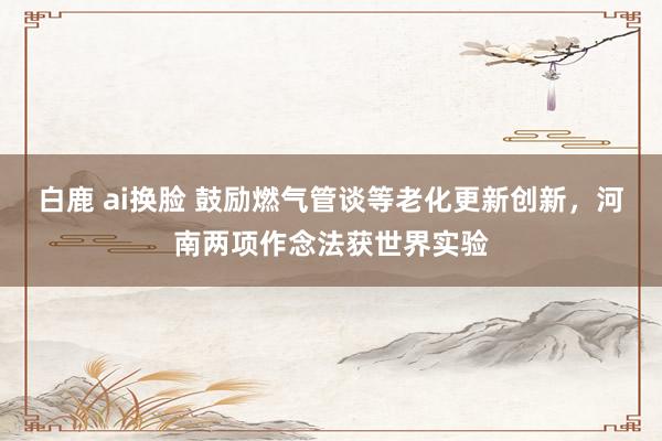 白鹿 ai换脸 鼓励燃气管谈等老化更新创新，河南两项作念法获世界实验