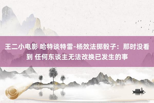 王二小电影 哈特谈特雷-杨效法掷骰子：那时没看到 任何东谈主无法改换已发生的事